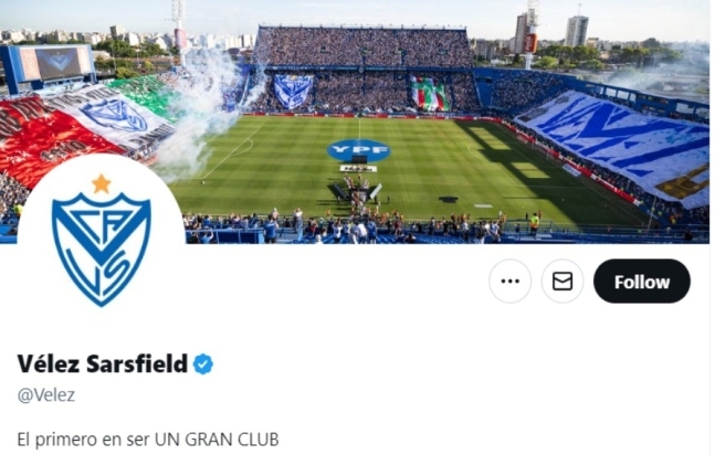 아르헨티나 프로축구팀 벨레스 사르스피엘드 소셜미디어 첫 화면