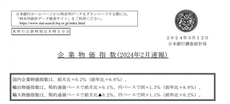 (상보) 일본 2월 PPI 전년비 0.6% 올라 예상부합...전월 +0.2%