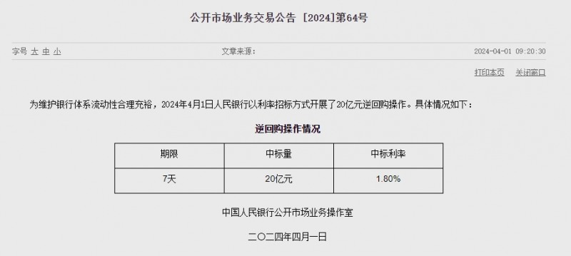 중국 인민은행 유동성 480억위안 순회수...지난주 8280억위안 순공급