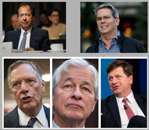 사진= 상단 좌측부터 존 폴슨, 소콧 베센트, 로버트 라이트하이저, 제이미 다이먼, 제이 클레이튼