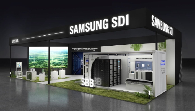 3일 코엑스에서 열리는 '코리아 스마트그리드 엑스포 2024'에 참가하는 삼성SDI의 전시회 부스 조감도. 삼성SDI는 SBB(Samsung Battery Box)를 비롯한 ESS용 배터리 라인업을 선보일 예정이다. 