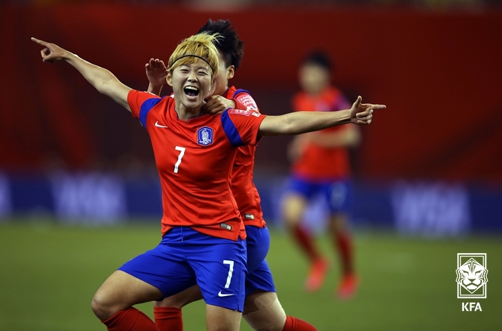 사진=2015 FIFA 여자월드컵 코스타리카전 득점 후 전가을