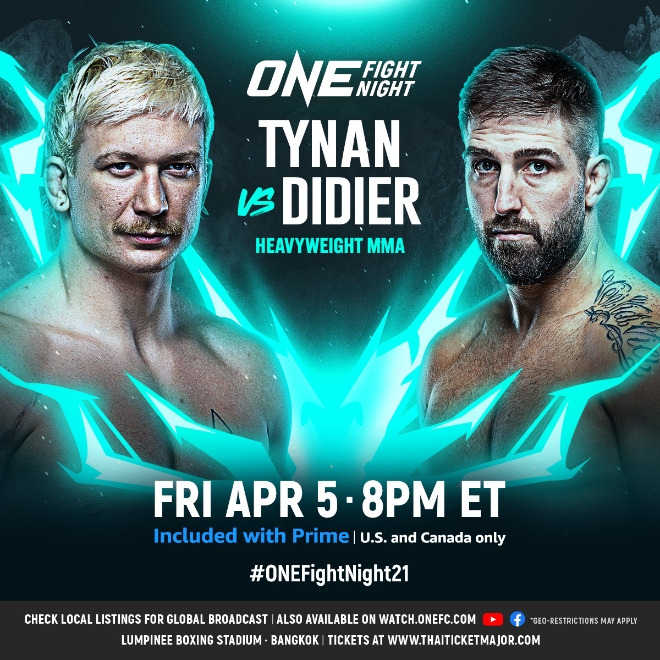 캐나다 청소년레슬링선수권 우승자 벤 타이넌(왼쪽)과 오세아니아 유도선수권대회 금메달리스트 듀크 디디에가 원챔피언십 종합격투기 헤비급 경기로 대결한다. 사진=ONE Championship 제공