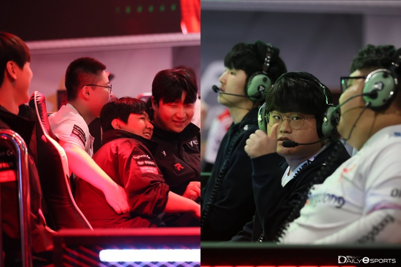 kt 롤스터(왼쪽)과 광동 프릭스.