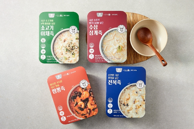 현대그린푸드가 농협과 공동 개발한 ‘현대그린푸드X농협식품’ 간편식 죽 4종 연출 이미지