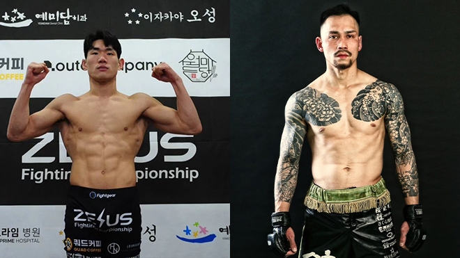 전국체전 우슈 산타 은메달리스트 오수환(왼쪽), 무라이 가즈미치. 사진=Zeus FC/U-NEXT