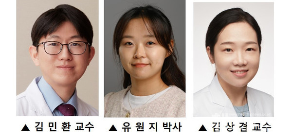 (왼쪽부터)연세암병원종양내과김민환교수와연세대학교의과대학유원지박사,병리학교실김상겸교수,