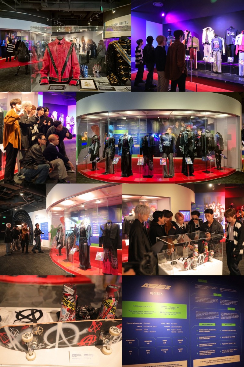 에이티즈, 美 그래미 뮤지엄 방문…최초의 K팝 전시