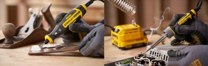 좌: 20V MAX 충전 다용도 조각기, 우: 20V MAX 충전 인두기