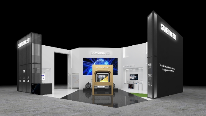 23일 코엑스에서 열리는 '제37회 세계전기자동차 학술대회 및 전시회(EVS37)'에 참가하는 삼성SDI의 전시회 부스 조감도. 삼성SDI는 전고체 배터리를 비롯한 미래 전기차용 배터리 기술들을 선보일 예정이다. 