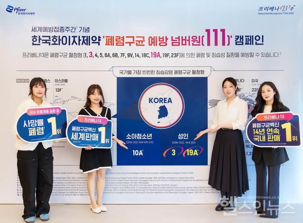 한국화이자제약은폐렴구균백신예방접종의중요성을알리는‘폐렴구균예방넘버원(111)캠페인’을진행했다.