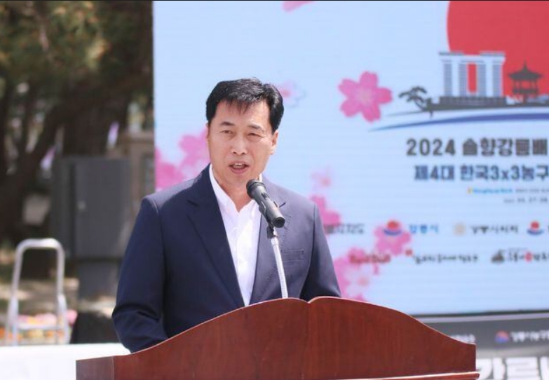 KXO 회장 취임식에서 취임사를 하는 권기복 포스메이트 개발 대표.