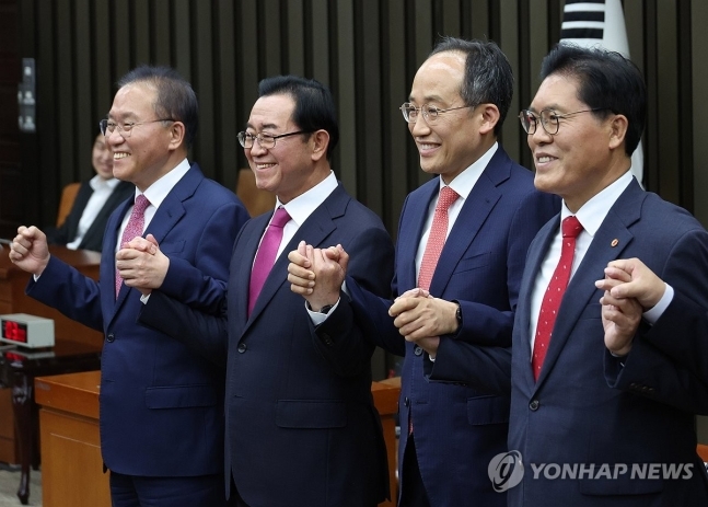 새 원내대표 후보들과