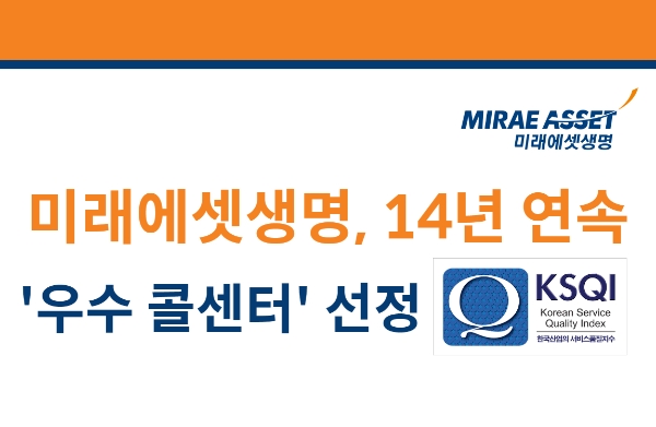 미래에셋생명, KSQI 14년 연속 '우수 콜센터' 선정