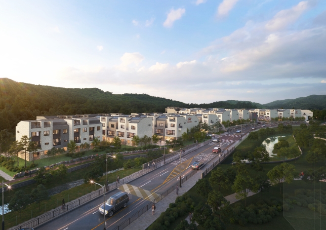 현대건설은 고양시 삼송택지개발지구(이하 고양삼송지구) 블록형 단독주택 ‘힐스테이트 삼송더카운티’를 5월 분양할 예정이라고 14일 밝혔다. 사진은 ‘힐스테이트 삼송더카운티’의 투시도. (사진 = 현대건설 제공)