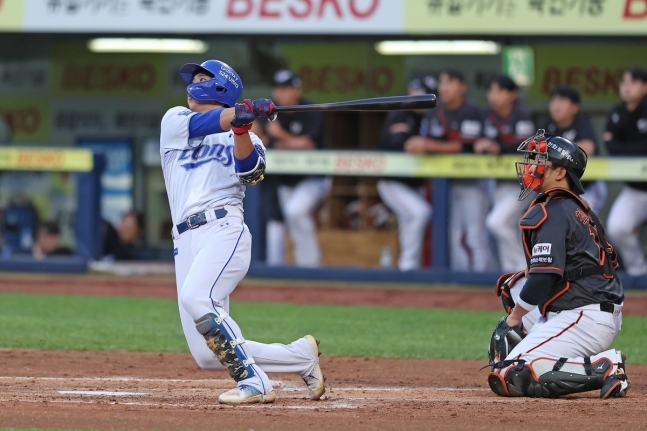 사진=2회 동점 홈런을 친 삼성 이재현