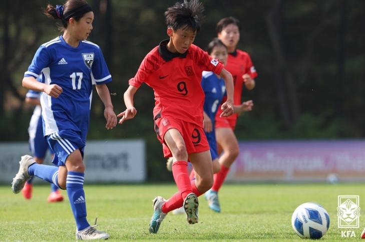 사진=지난해 한일교류전에 참가했던 여자 U-13 대표팀(현 U-14 대표팀) 강지윤의 모습.