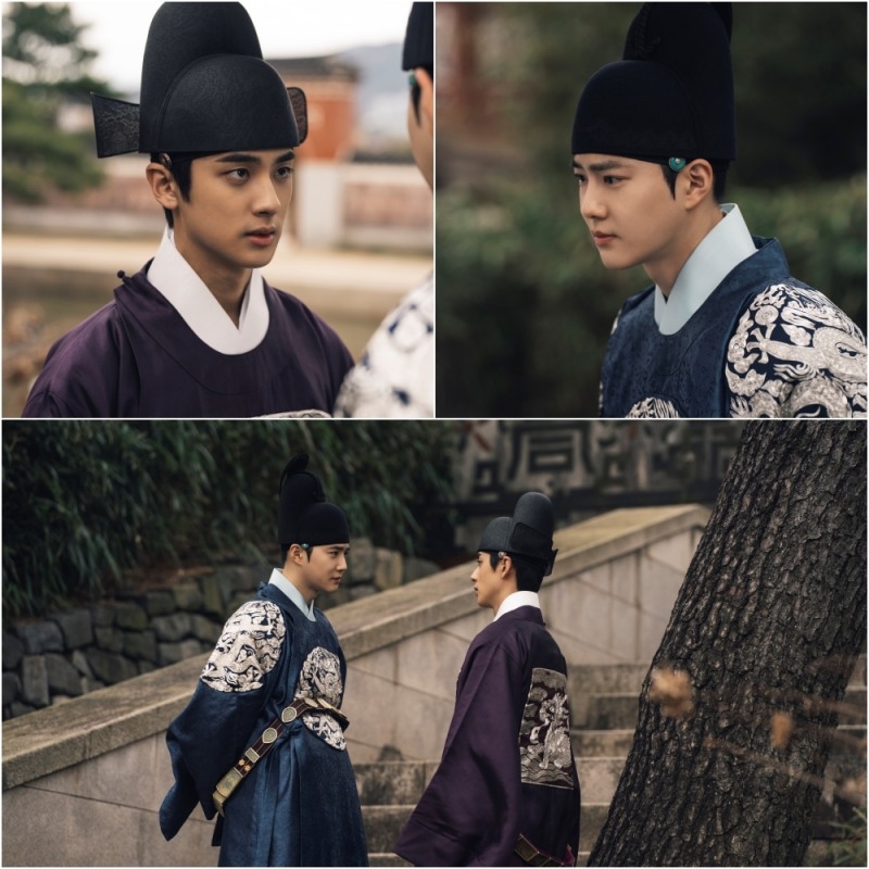‘세자가 사라졌다’ 굳은 표정 수호 VS 의심 눈빛 김민규, 의구심 가득 스파크 눈빛 격돌 현장