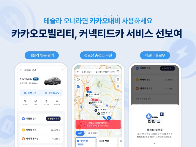 카카오모빌리티는 무선 네트워크를 통해 차량 제어 및 운전자 지원이 가능한 ‘커넥티드카’ 서비스를 선보인다고 24일 밝혔다. (사진 = 카카오모빌리티 제공)