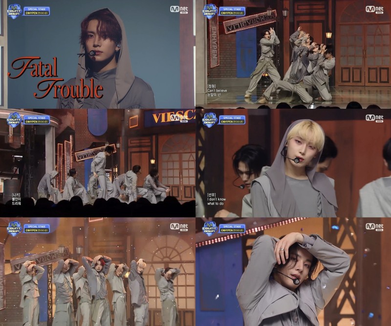 ‘엠카운트다운’ 엔하이픈, ‘Fatal Trouble’ 퍼포먼스 최초 공개…치명적인 매력의 일곱 뱀파이어 무대 ‘압권’