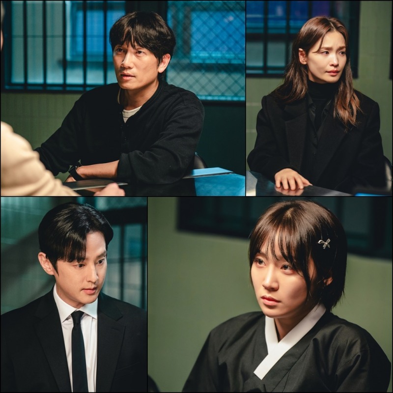 ‘커넥션’ 지성X전미도X권율X정유민, 초유의 의미심장 단체 조사 현장…평정심 잃은 4인방의 극한 감정 변화