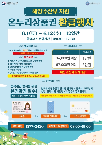 온누리상품권 환급행사 안내 포스터