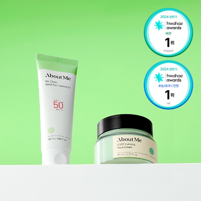 ‘2024 상반기 화해 어워드’ 수상 제품인 비 클린 릴리프 선 에센스EX, 어바웃미 숲 진정 수분 크림 / 사진=삼양사 제공