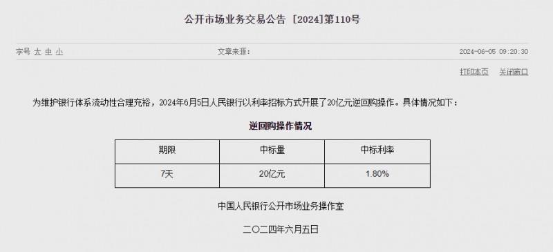중국 인민은행 유동성 2480억위안 순회수..이번주 2480억위안 순회수