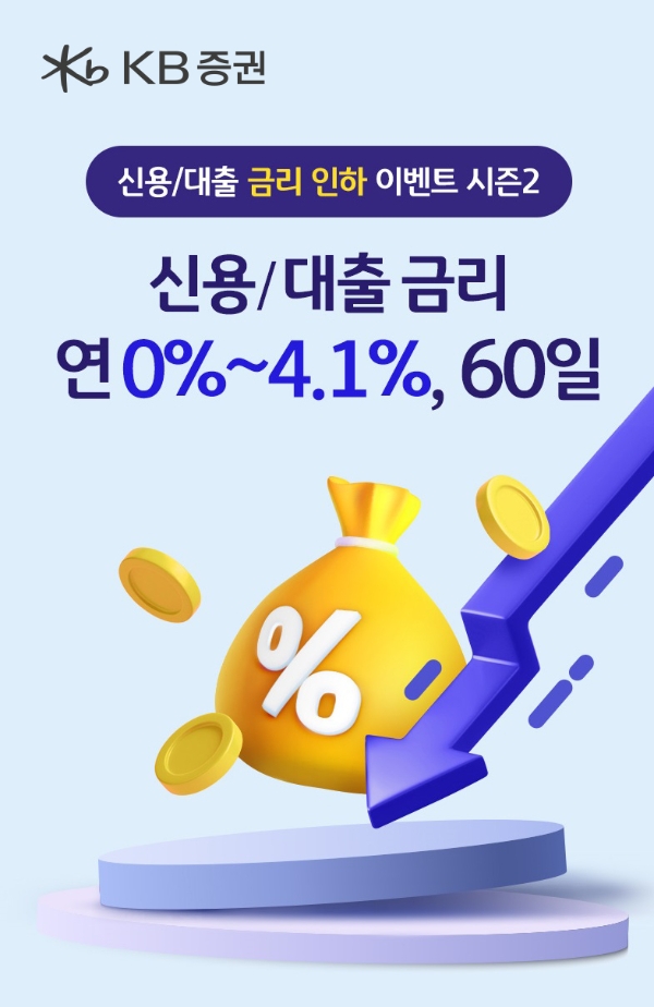 KB증권, ‘신용·대출 금리 인하 시즌2’ 이벤트 진행