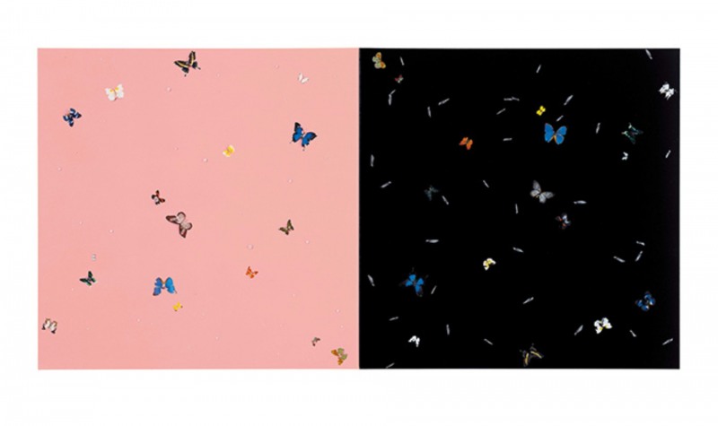 데미안 허스트 - 키스미 킬미, 2008, 두폭 제단화 : 캔버스에 나비, 가공된 다이아몬드, 수술용 메스의 날과 가정용 광택제 / 이미지 출처 : 더현대