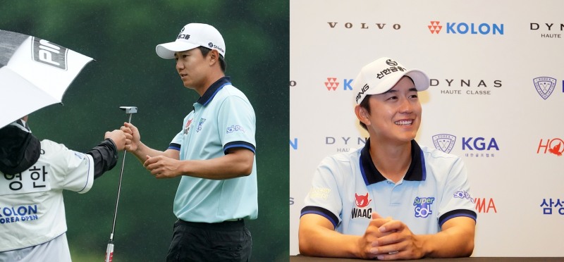 코오롱 제66회 한국오픈 송영한 6번홀 그린과 인터뷰 사진=코오롱한국오픈조직위제공