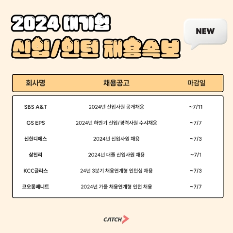 SBS A&T·GS EPS·신한DS 등 대기업 신입, 인턴 공채 돌입