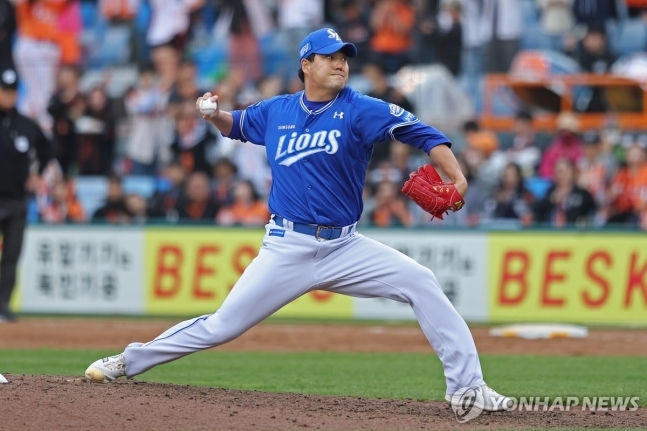 '하필 이때인가?' 핵심 불펜 김태훈 부상, 한 달 이탈.. 삼성 어쩌나