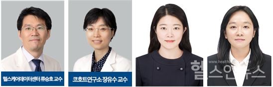 (왼쪽부터)▲강북삼성병원헬스케어데이터센터류승호교수▲헬스케어데이터센터장유수교수▲한양대학교박보영교수▲한양대학교마이트랜교수