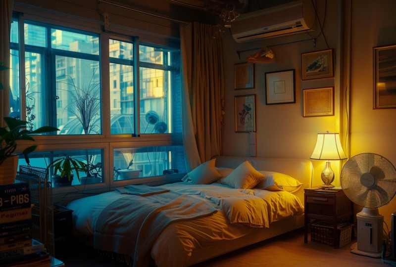 특히 침대 위에서 일을 하거나 공부를 하는 등 잠 이외의 다른 행동은 삼가도록 한다. 침실은 잠을 자는 공간으로 단독 분리하는 것이 불면증에 좋다. / 이미지 생성 : 미드저니 (by rido)