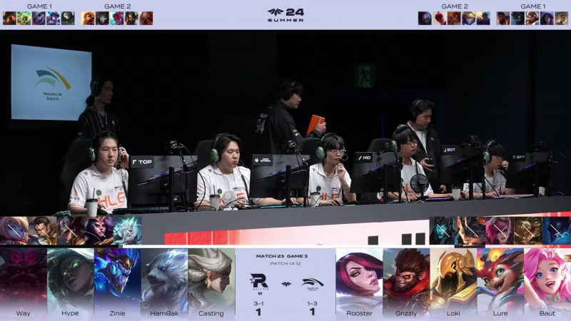 6월 24일 한화생명 vs kt 챌린저스에 등장한 다채로운 챔피언(사진=중계 화면 캡처).
