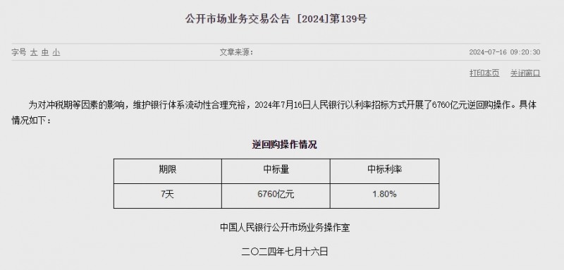 중국 인민은행 유동성 6740억위안 순공급...이번주 7980억위안 순공급