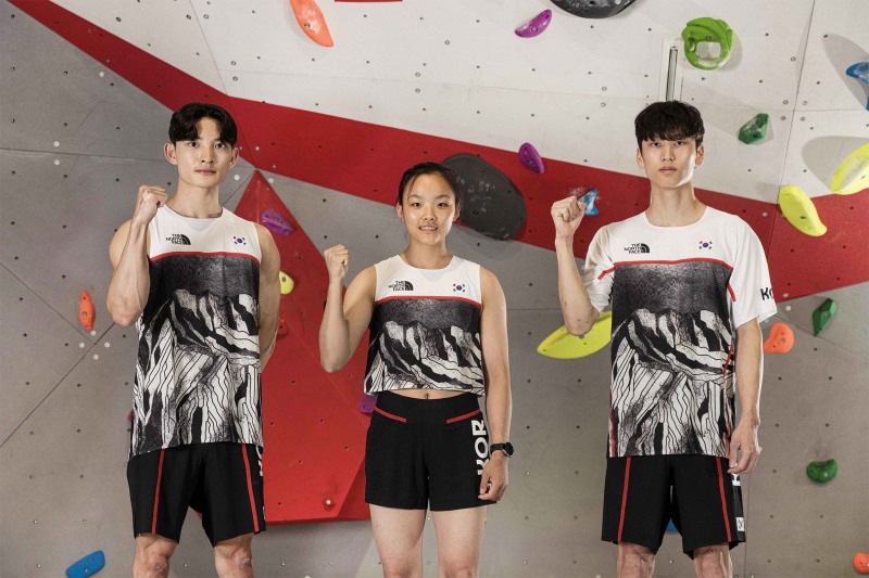 파리올림픽에 출전하는 대한민국 스포츠클라이밍 국가대표팀(신은철, 서채현, 이도현 – 좌측부터)