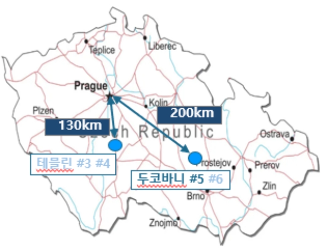체코원전 현장 위치 (두코바니, 테멜린) / 사진=대우건설 제공