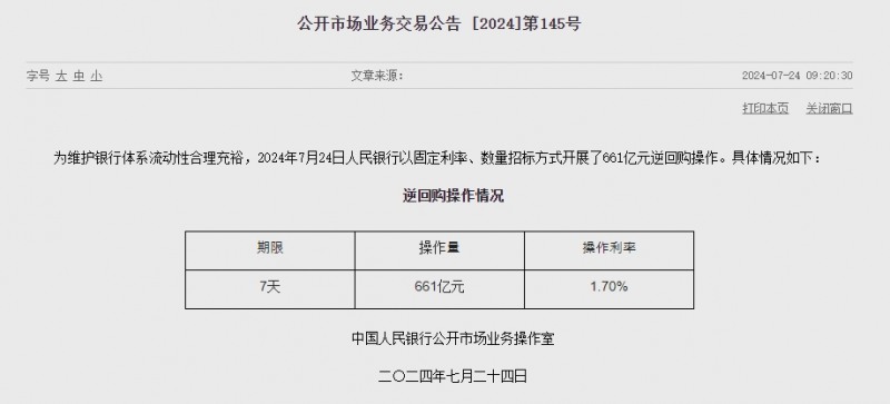 중국 인민은행 유동성 2039억위안 순회수...이번주 6834억위안 순회수