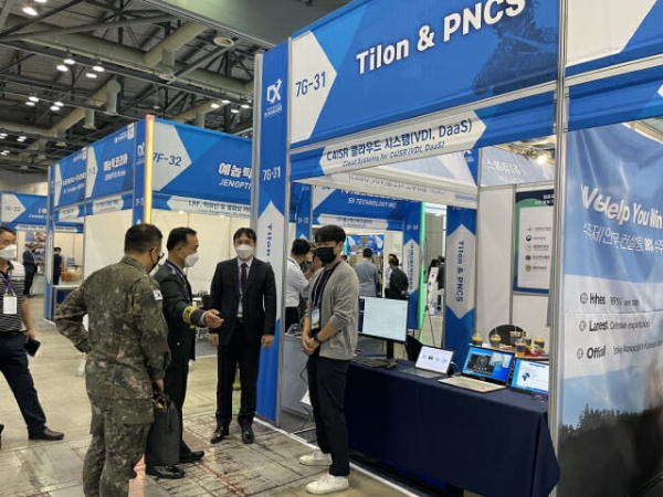 틸론의 지난 국방 분야 전시회인 ‘DX 코리아 2022’ 참가 모습
