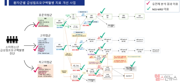 환자군별 급성림프모구백혈병 치료 개선 사업(표준위험군, 고위험군, 최고위험군 치료 프로토콜)