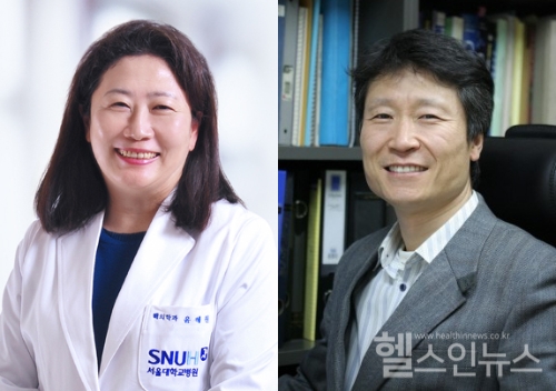 (사진 왼쪽부터) 서울대병원 핵의학과 윤혜원 교수, 서강대학교 생명과학과 김성룡 교수