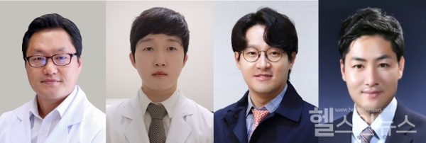 (왼쪽부터) 서울아산병원 융합의학과 김준기 교수 · 이상화 박사, 신·췌장이식외과 신성 교수 · 김진명 전문의