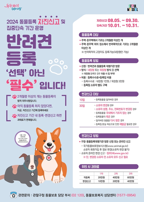 동물등록 자진신고 기간 운영 포스터