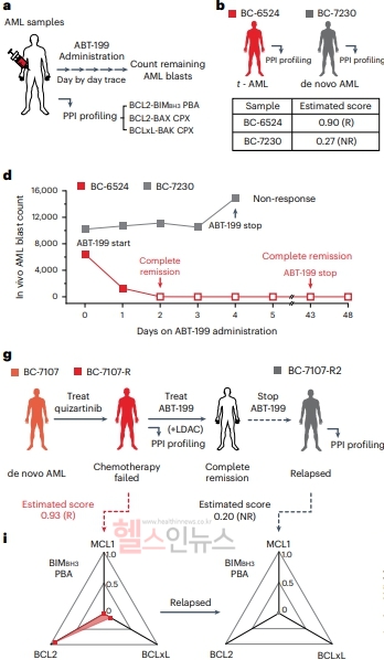 BCL2 단백질군 관련 PPI 프로파일링 데이터가 백혈병 환자의 ABT-199(Venetoclax) 반응성을 잘 예측할 수 있음을 혈액 샘플로 확인함