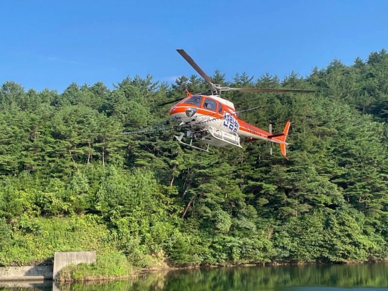 겸백면 밤나무 항공 방제 (사진제공 = 보성군)