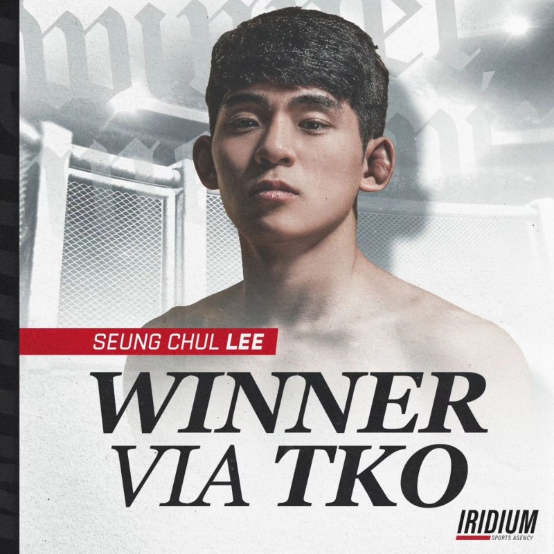 이승철이 2024년 3월 종합격투기 7연승을 KO로 거두자 Iridium Sports Agency가 축하해주며 제작한 홍보 그래픽