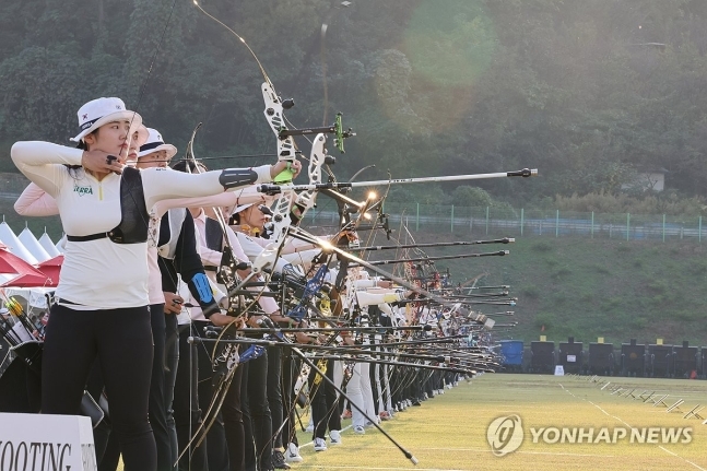 광주 국제양궁장에서 열린 제104회 전국체전 여자 양궁 경기
