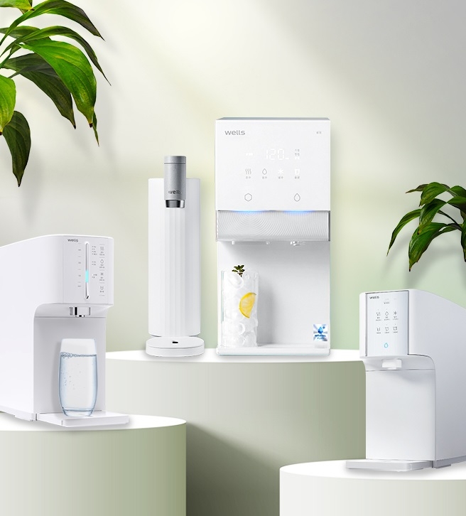 ▲ 교원 웰스 인기 정수기 4종, (왼쪽부터) ‘슈퍼쿨링 더뉴’, ‘미미’, ‘아이스원’, ‘슈퍼쿨링’